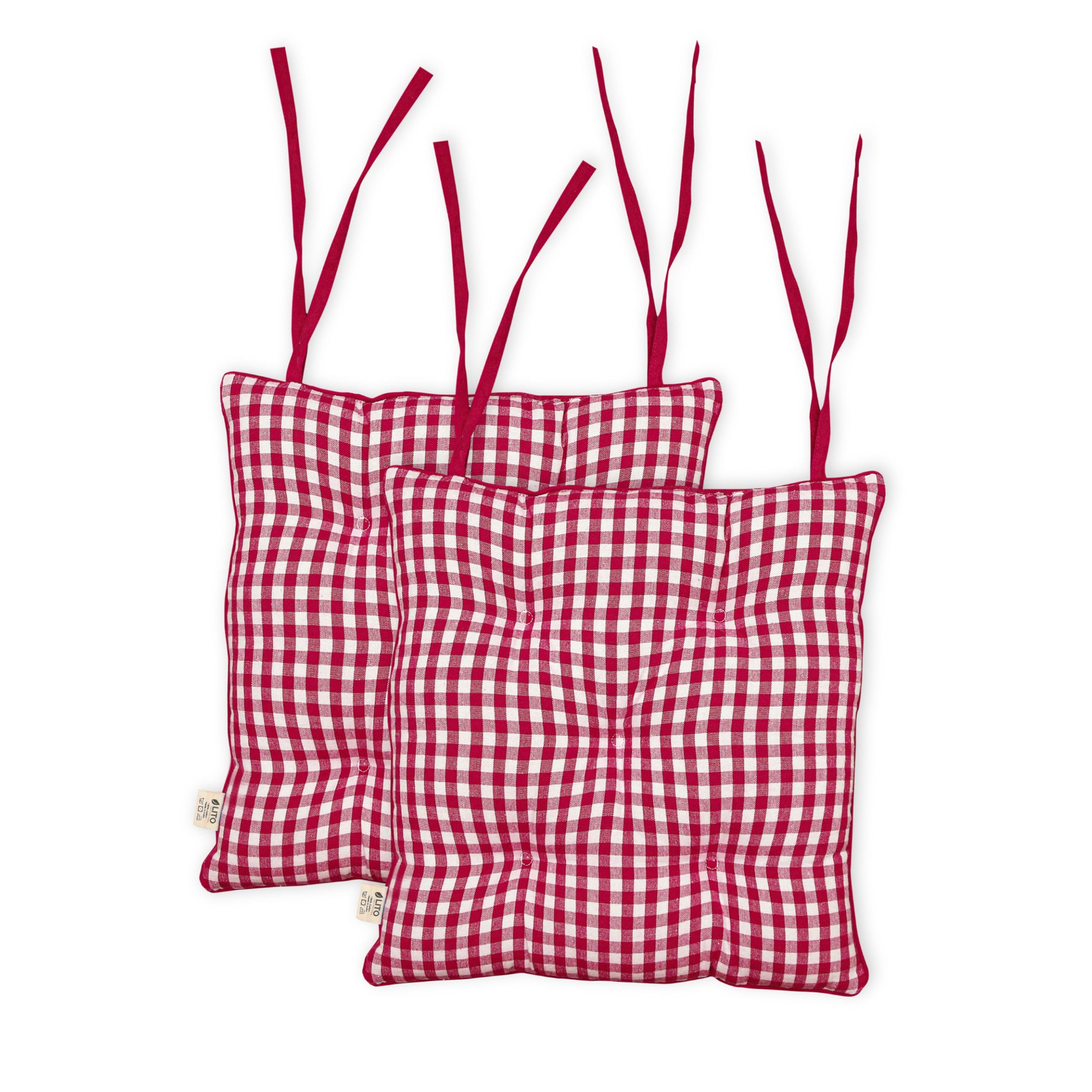 Photo 1 of Chair Pads Seat Cushions| Patio Chair Cushions with Ties| Outdoor/Indoor chair Pads for Dining, Office| Sofa Cushion| Bench Pads| Soft, Comfortable Buffalo Check Tufted| 2 Pack 18”x18” Red/White