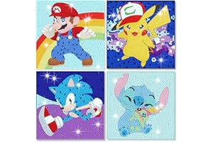JACRAFTNE Diamond Art Kits for Kids - 4 Pack Diamond Art Painting Kits for Kids - Arts and Crafts for Kids Ages 8-12 - 5D Diamond Art Paint by Number Dots - GEM Art for 5 6 7 9 10 Year Old Girls Boys Gifts