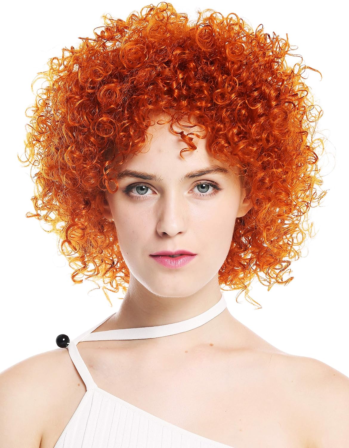 WIG ME UP - VK-11-T2735 women's quality wig short voluminous frizzy curly curls orange-red orange, Length: approx. 30 cm