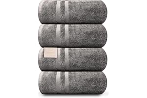 ORGANIX - SUSTAINABLE HEALTH SUPPLIES Organix Oversized 4 Piece Soft Bath Sheets Towels 550 GSM Cotton Bath Towels Extra Large 35"x70", Highly Absorbent & Quick Dry, Super Soft Hotel Quality Extra Large Bath Towels, Daily Use (Dark Grey)