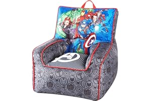 Idea Nuova Marvel Avengers Toddler Nylon Bean Bag Chair with Piping & Top Carry Handle, Large
