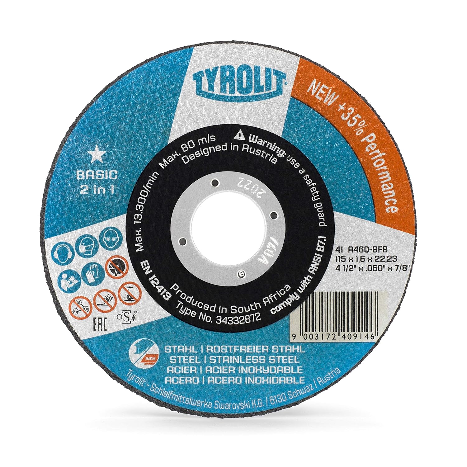 TYROLIT 2 in 1 super thin cutting disc for steel and stainless steel