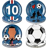 GQIRIL Soccer Party Paper Plates - 80pcs Disposable Soccer Dinner Plate Party Supplies, 7Inch Football Themed Dessert Cake Tableware Platters, Sports Birthday Decorations for Boys Fans Event Games