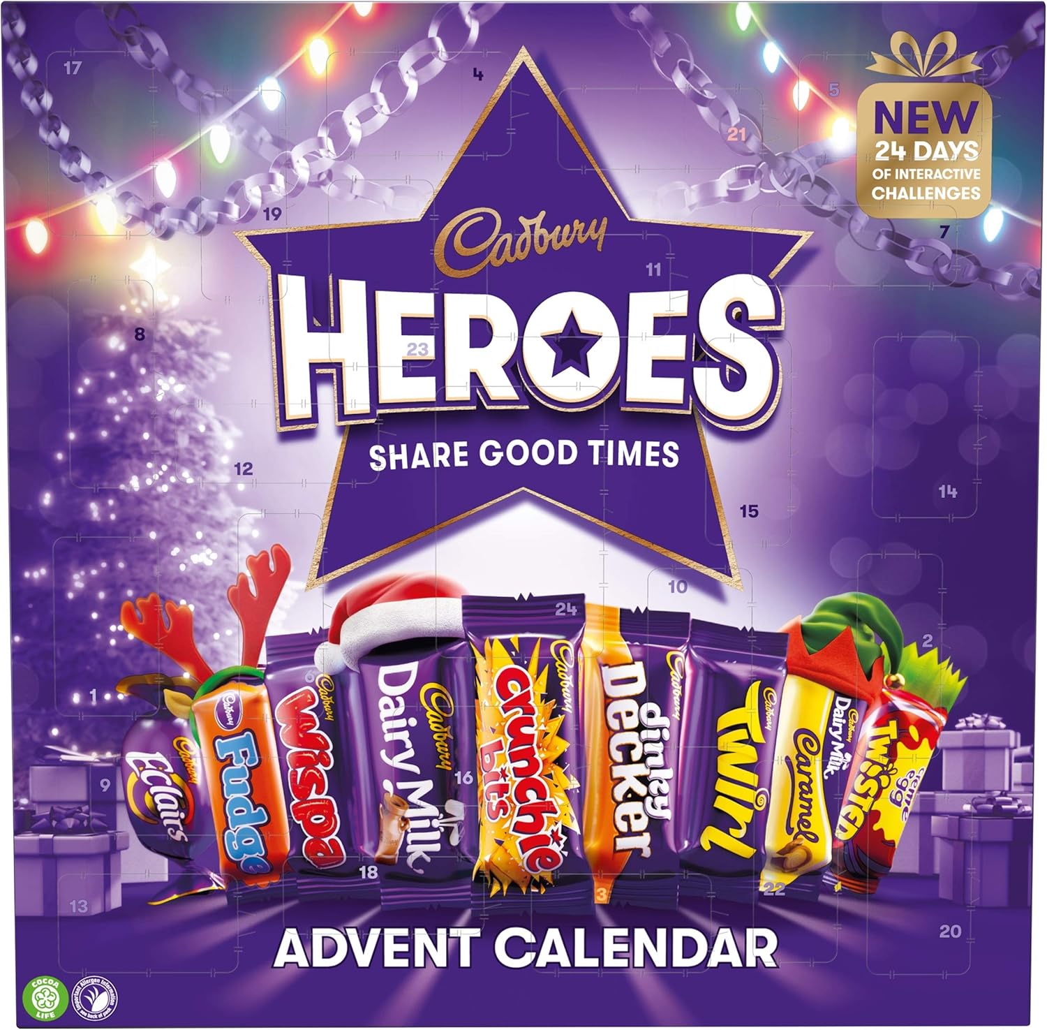 Advent Calendars - Cadbury Heroes Advent Calendar 230g Christmas Festive 24 Chocolate Countdown