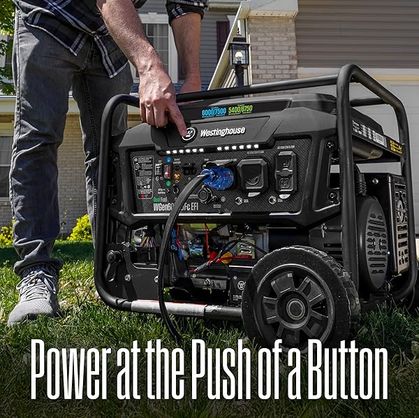 WESTINGHOUSE 9500 PEAK WATT HOME BACKUP PORTABLE GENERATOR, TRANSFER SWITCH READY 30A OUTLET, GAS POWERED