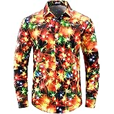 JOTOOK Mens Christmas Shirts Funny Turkey Thanksgiving Shirts Santa Claus Long Sleeve Button Down Shirt