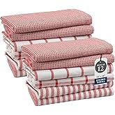 LANE LINEN Kitchen Towels Set of 12-100% Cotton, Quick-Drying 18” x 28” Absorbent Dish & Tea Towels, Premium Hand Towels for Drying Dishes - Christmas Red