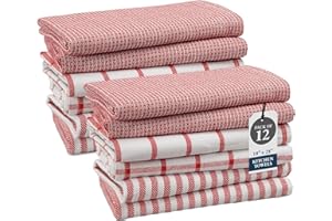 Kitchen Towels Set - Pack of 12 100% Cotton Dish Towels for Drying Dishes, 18”x 28”, Kitchen Hand Towels, Absorbent Tea Towel