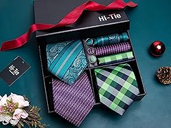 Hi-Tie 3/5 Pcs Gift Box Mens Tie Set Necktie with