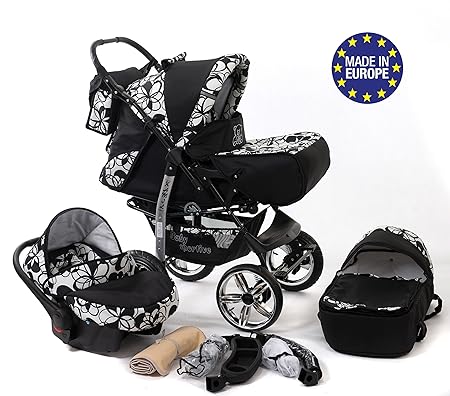 Kamil, Kombikinderwagen set - incl. Kinderwagen 3 in 1 mit Zubehör, Babyschale und Sportwagen Aufsatz. System mit RÄDER NICHT