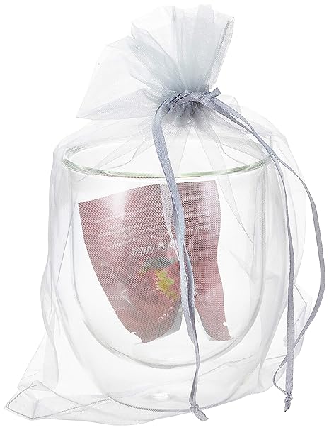 Levivo Doppelwandiges Thermoglas mit Teeblume, 410 ml Teeglas im Organza-Geschenkbeutel