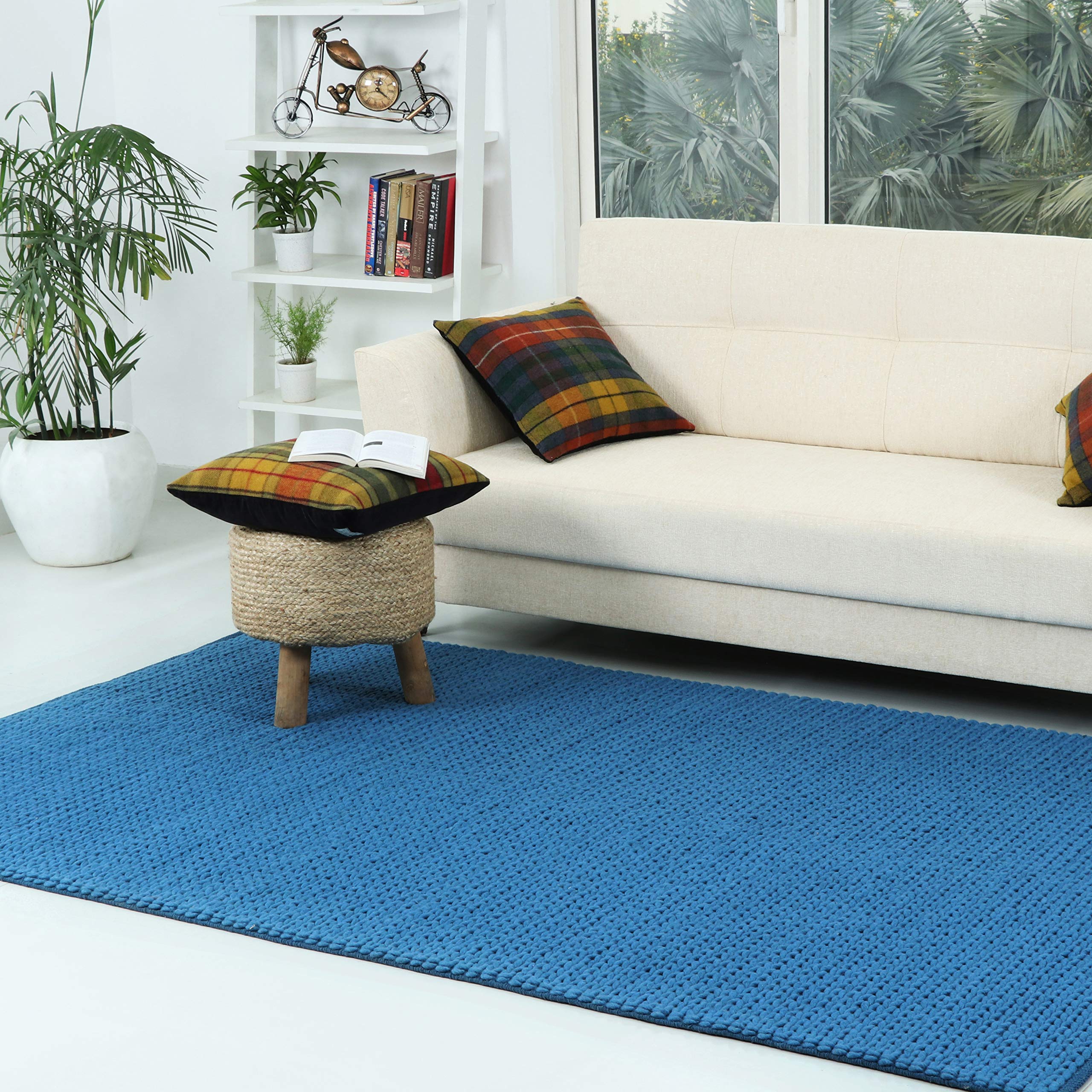 Wool Area Rug 5x8 ft Handmade Woven Rectangle