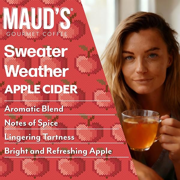 MAUD’S HOT APPLE CIDER PODS, 24 CT, RECYCLABLE SINGLE SERVE PODS – SPICED APPLE CIDER FLAVORED POD, COMPATIBLE WITH KEURIG K CUPS MAKER