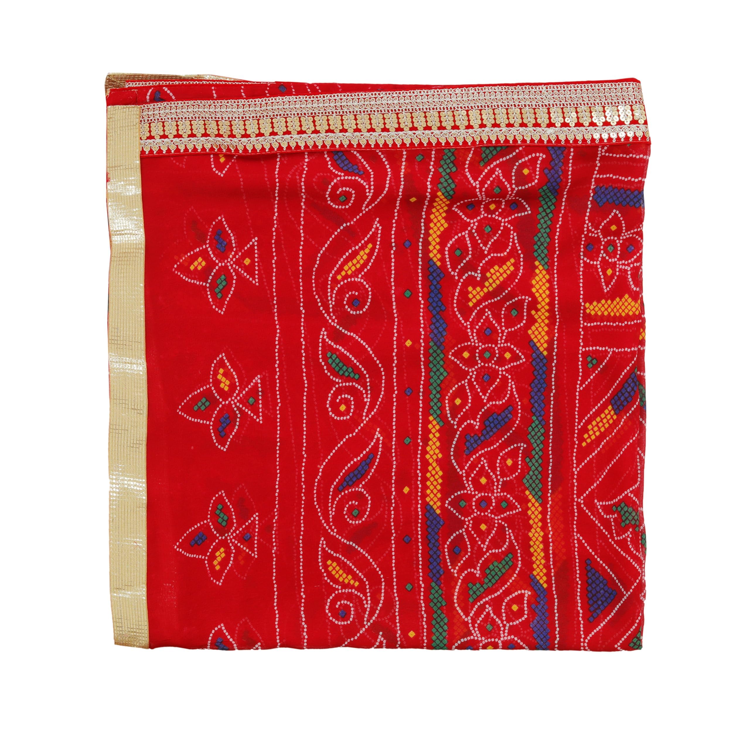 Decorative Chunari Chunar Chunni Large Chunni Puja Indian Traditional Navratri Karwachauth Festival Chunr MATA Ki Chunri for Statue Chowki Pooja Aasan Mat Posters Frame Home Decor(Size :- 76" )(Red)