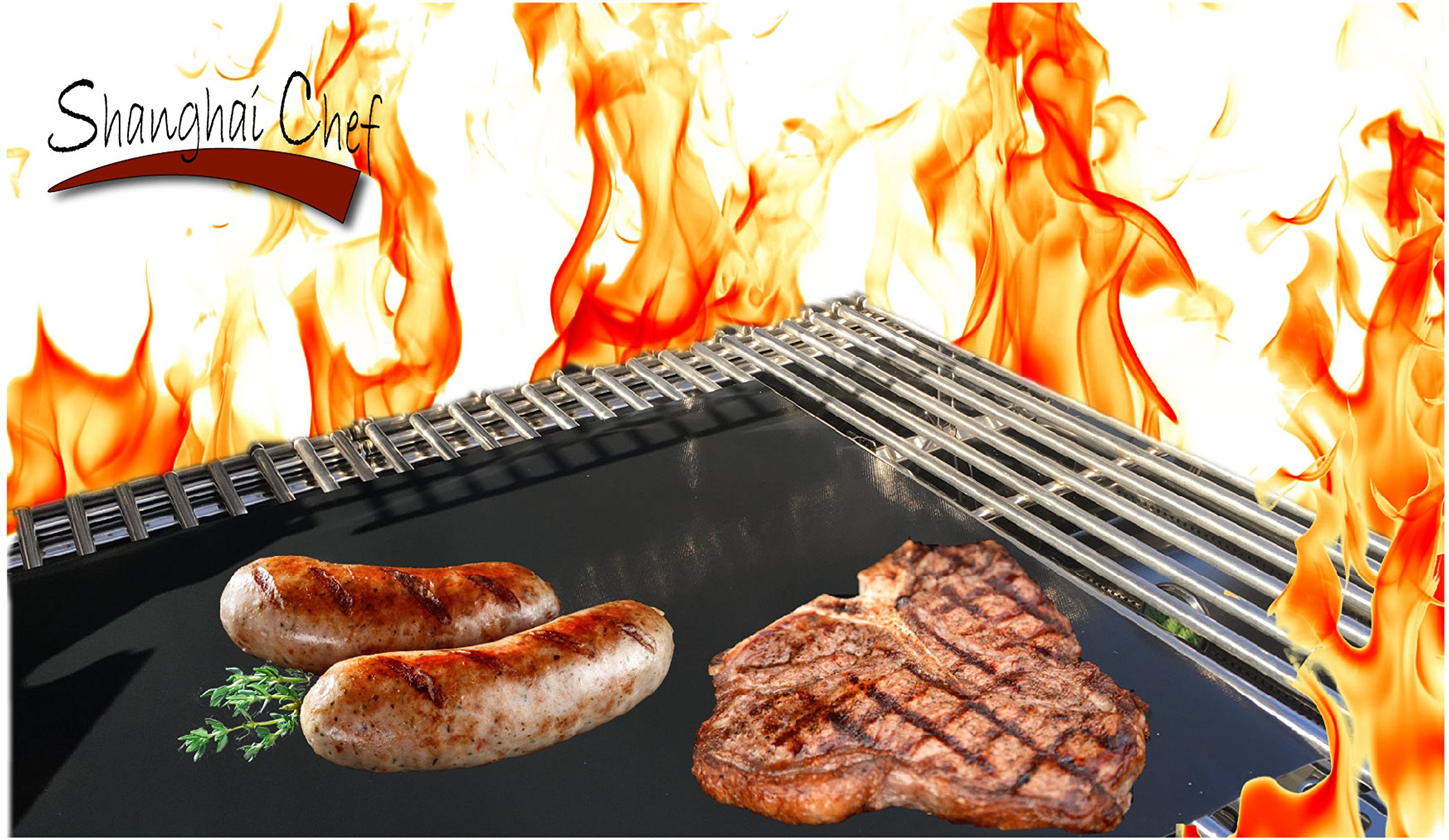 Shanghai Chef Grill Mats -Set Of 2- (17" x 13") Heavy Duty, Thick and REUSABLE