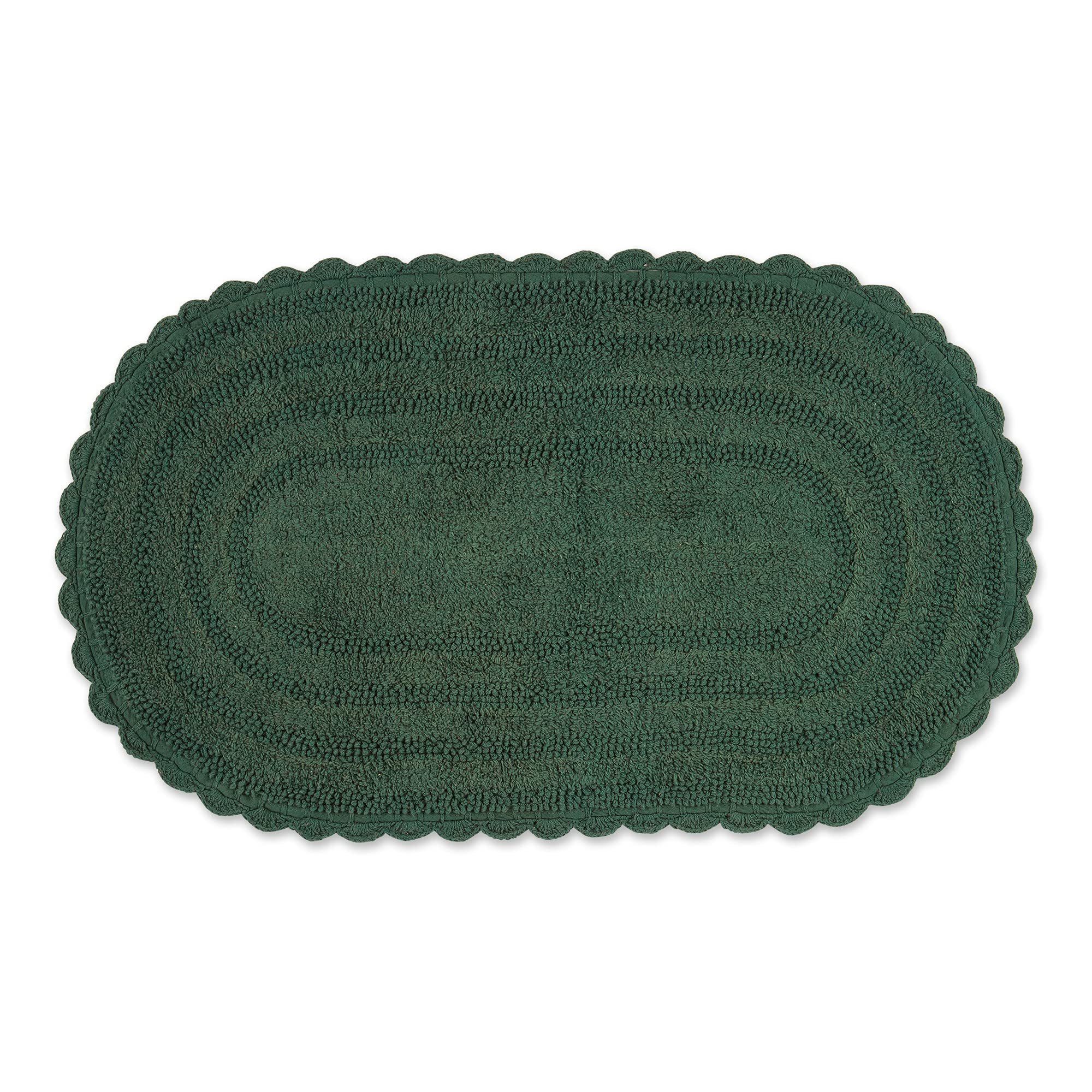 DII Crochet Collection Reversible Bath Mat, Large Oval, 21x34, Dark Green — image 1