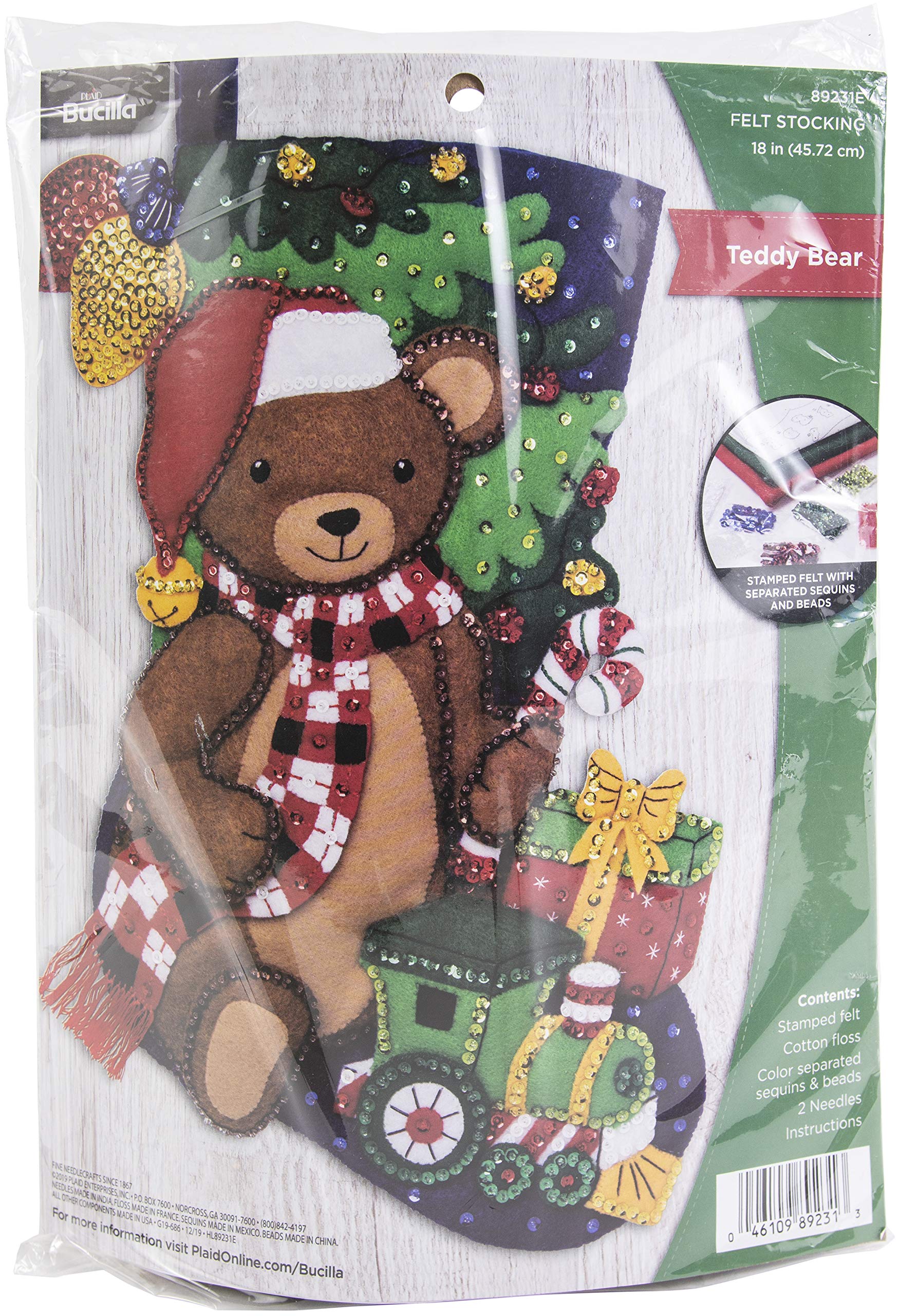 Plaid PE89231E Bucilla Teddy Bear Seasonal Felt Stocking Kit