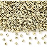 ToBeIT 1000Pcs Letter Beads Gold Letter BeadsAcrylic Alphabet Letter"A-Z" Cube Beads for Jewelry Making, Bracelets, Necklaces