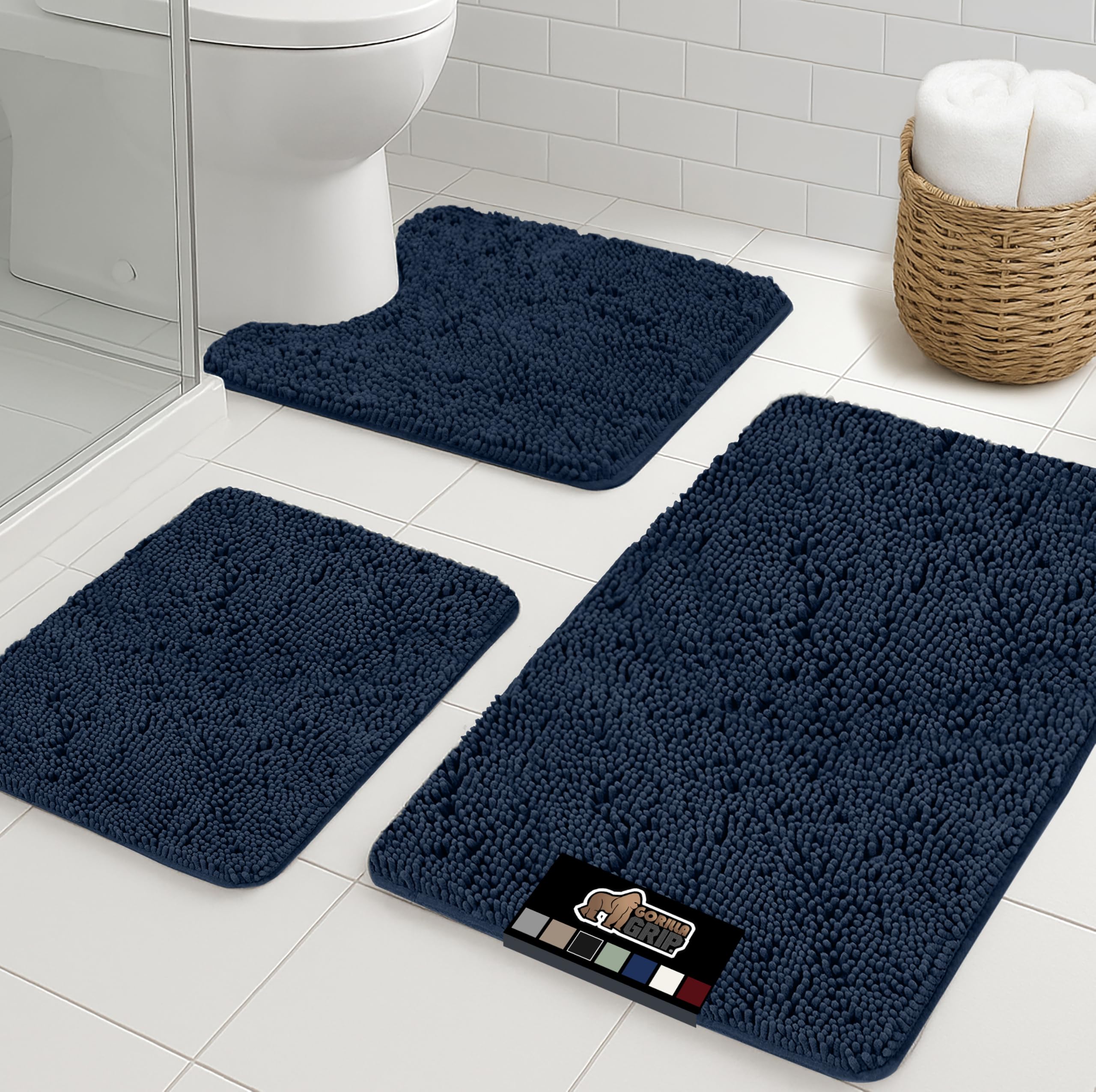 GORILLA GRIP Bathroom Rug Sets 3 Piece, Bath Mat