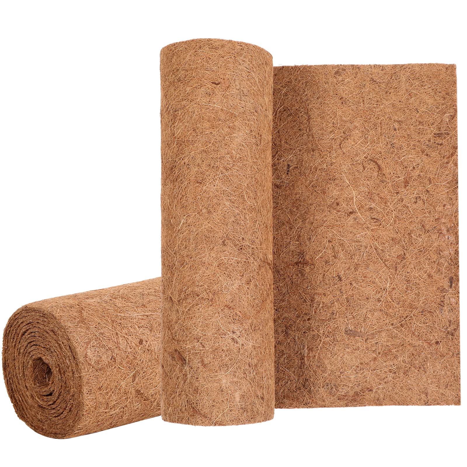 Photo 1 of Sawysine 2 Rolls 16 x 118 Inch Coir Liner Roll Coconut Fiber Mat Natural Coconut Coir Liner Sheets Plant Potting Mat for Garden Decor Planters Flower Window Box Basket Animal Pet Pad Reptile Carpet