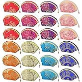 24 Pcs Silk Coin Purse Zipper Purse Embroidery Sugar Jewelry Bag Lipstick Container Coin Wallet Gift Bag