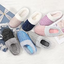 shoeslocker Slippers for Women Memory Foam Fuzzy