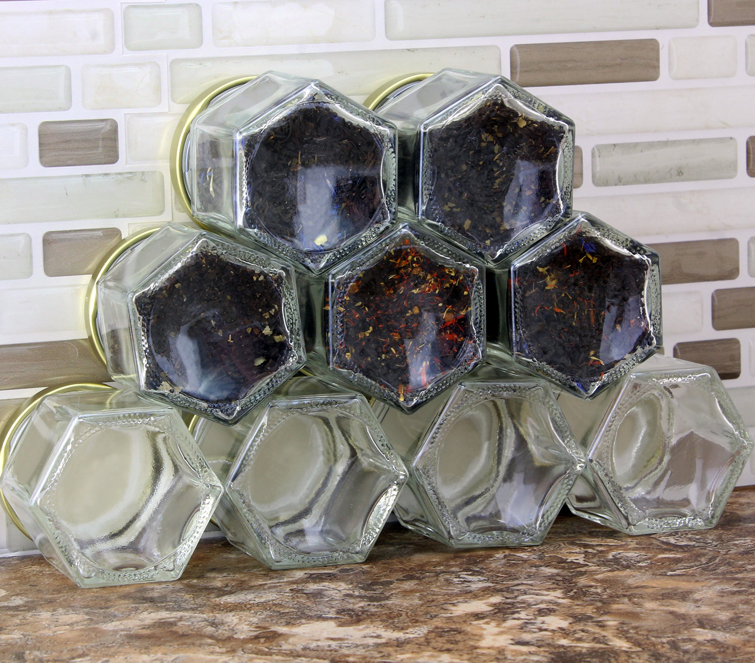 Galleon 24 Mini Hexagon Glass Jars, 1.5oz Hex Jars (24Pack) For