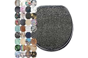 Sanilo Soft Close Toilet Seat ROUND, Quiet and Slow Close Lid and Seat, Strong Bumpers and Hinges, Glittering Black
