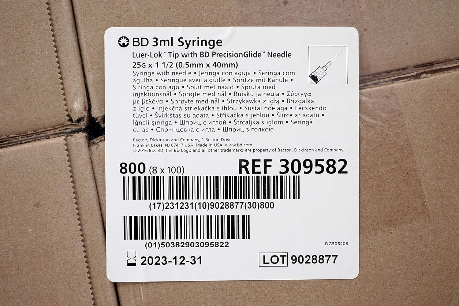 Amazon Com Becton Dickinson Syringes 3ml Luer Lok Tip Precisionglide Needle Blue 25g X 1 5 0 5mm X 40mm 3095 Case Of 800 Industrial Scientific