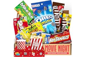 Movie Night Supplies: Candy Variety Pack – Movie Gift Basket Includes Theatre Candy Assortment, Snack Trays, Popcorn Buckets – Date Night Kit & Housewarming Gifts by CraveKraft