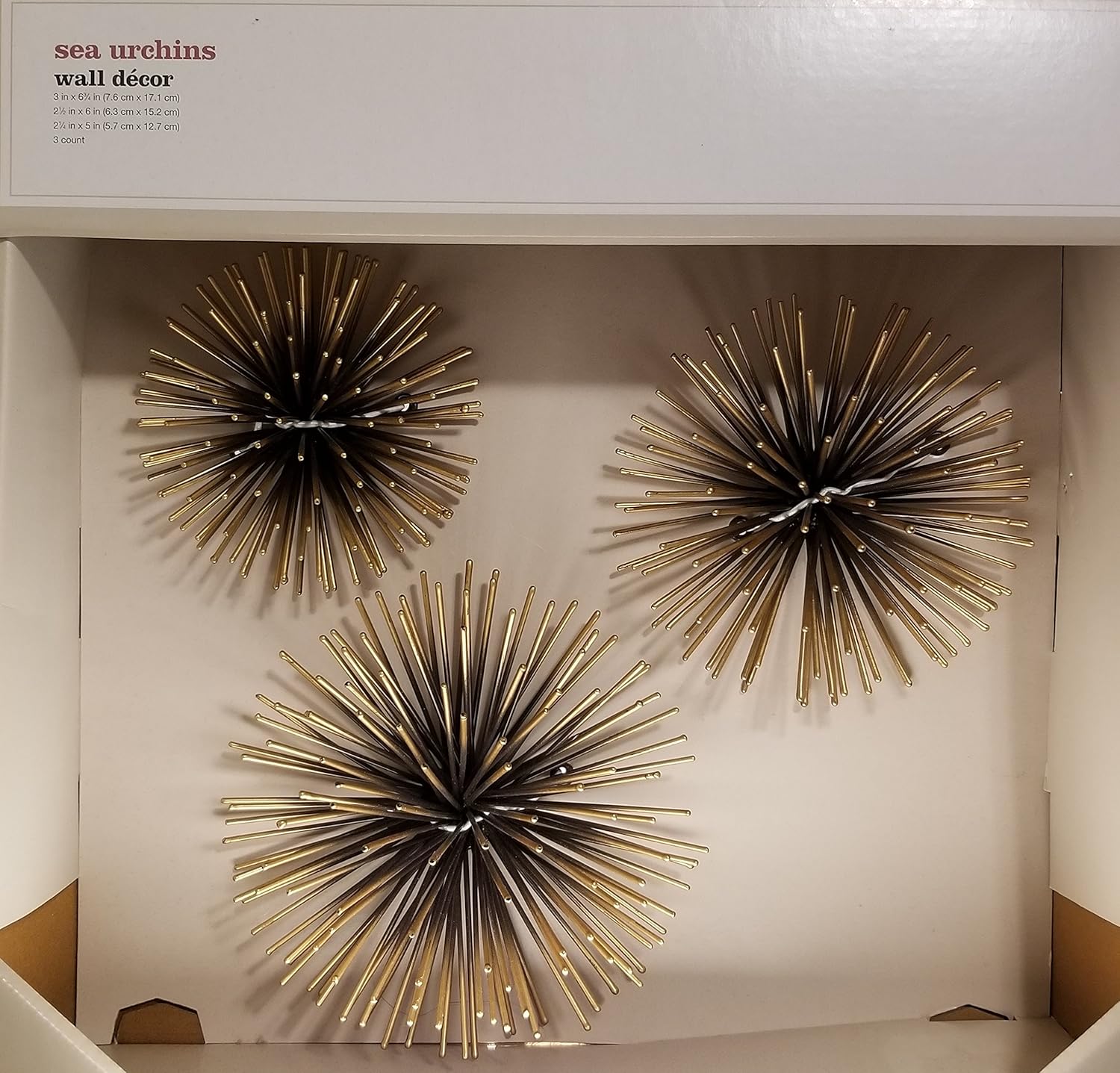 Gold Sea Urchin Wall Decor-Dimensions: 3.300 inches H x 7.000 inches W