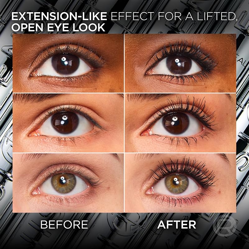 L'Oréal Paris Máscara de Pestañas Telescopic Waterproof Extensionist, Negro