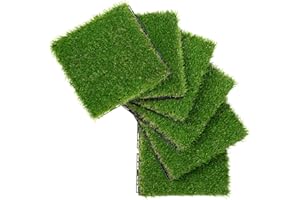VANCASTLE Artificial Grass Turf Tiles Interlocking Set 6 Pieces, Fake Grass Tiles Self-draining for Pet Indoor/Outdoor Flooring Decor, 12"x12"