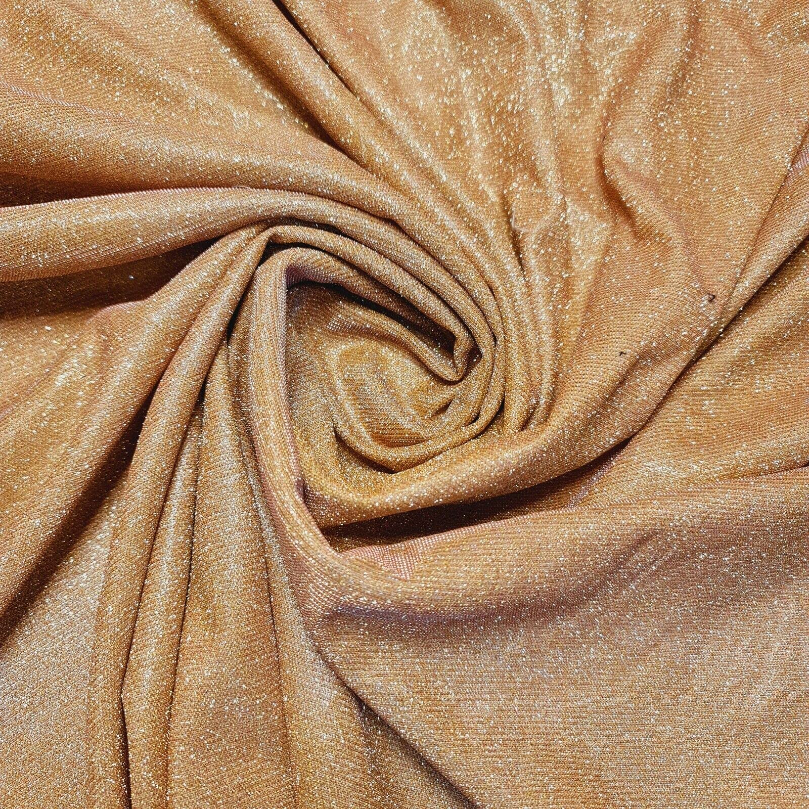 Shimmer Moonlight Glitter Nylon Multi Purpose Stardust Sparkly Shiny Bling Decorations Dress Craft Backdrop Decor Fabric Material 58" - 150cm Wide Sold As 1 Meter Pre - Cut Lengths (Rose Gold)