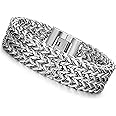 LOYALLOOK Stainless Steel 19MM Cuban Curb Link Chain Men's Bracelets Rock Link Wristband,8.0-9.1 Inches