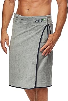 Sowel® Saunakilt Herren 100% Baumwolle, Saunahandtuch mit Klettverschluss für Männer, 140 x 60 cm, Grau Navy