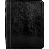 Time Resistance Leather Portfolio &ndash; Document Bag with Carry Handle &ndash; Tablet Size Case Made in Italy