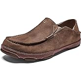 OLUKAI Moloa Men's Premium Leather Shoes, Easy Slip On & Off Design, Casual & Versatile Loafer, Drop-in Heel & Enhanced Traction