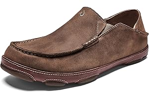OLUKAI Moloa Men's Premium Leather Shoes, Easy Slip On & Off Design, Casual & Versatile Loafer, Drop-in Heel & Enhanced Traction