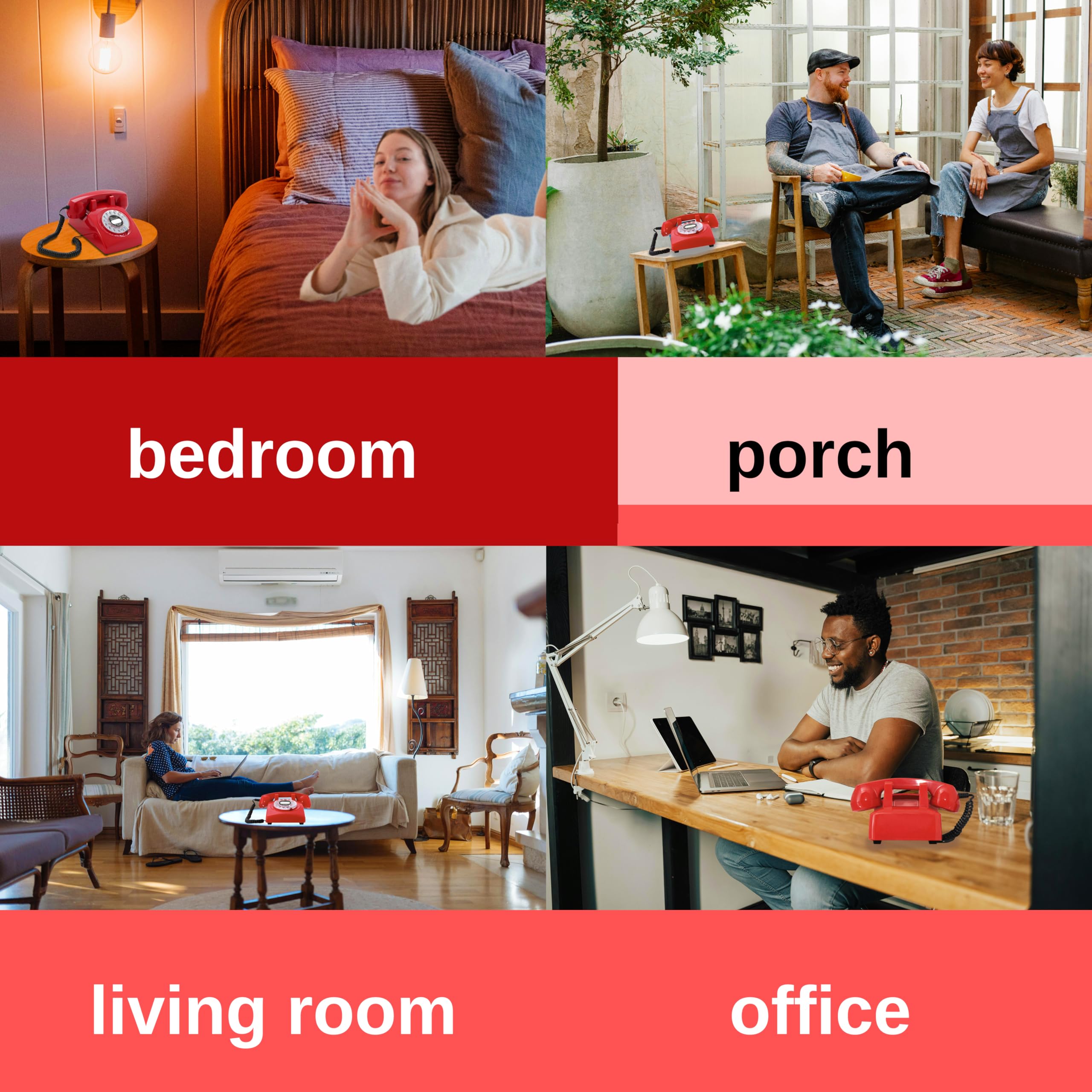 Opis 60s Cable: The Rotary Phone That Looks Like an Old School Vintage Land Line Antique Telephone for The Analog Tattle Landline in Classic Red