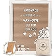 Cappuccino Felt Letter Board Back to School Sign with Rustic Wood White Frame - Farmhouse Letter Board Sign with Stand - Baby Announcement 12x16 Felt Board Changeable Message Board with 350 Letter Set