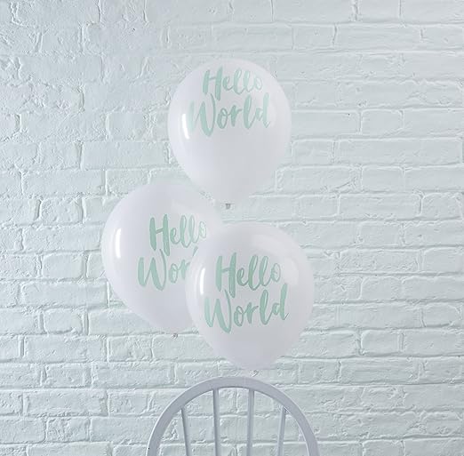Amazon Com Ginger Ray Mint White Hello World Baby Shower