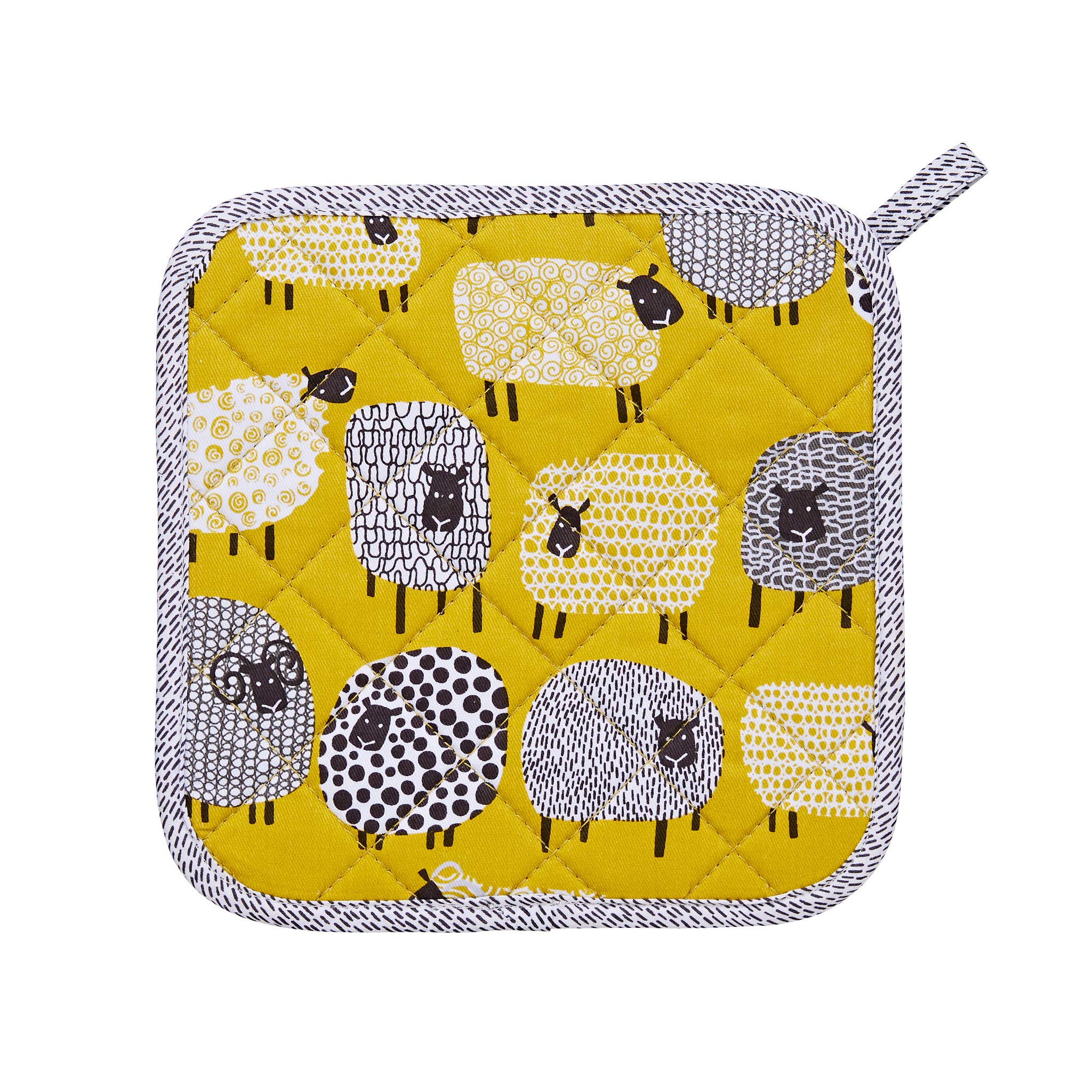 Ulster Weavers - Yellow Sheep Pot Mat/Pot Holder (21 x 21cm) - 100% Cotton - Cotton Trivet with Sheep - Farm Animals Pot Mat - For Hot Pan Mat - Trivets for Hot Pans - Kitchen Accessories/Sheep Gifts