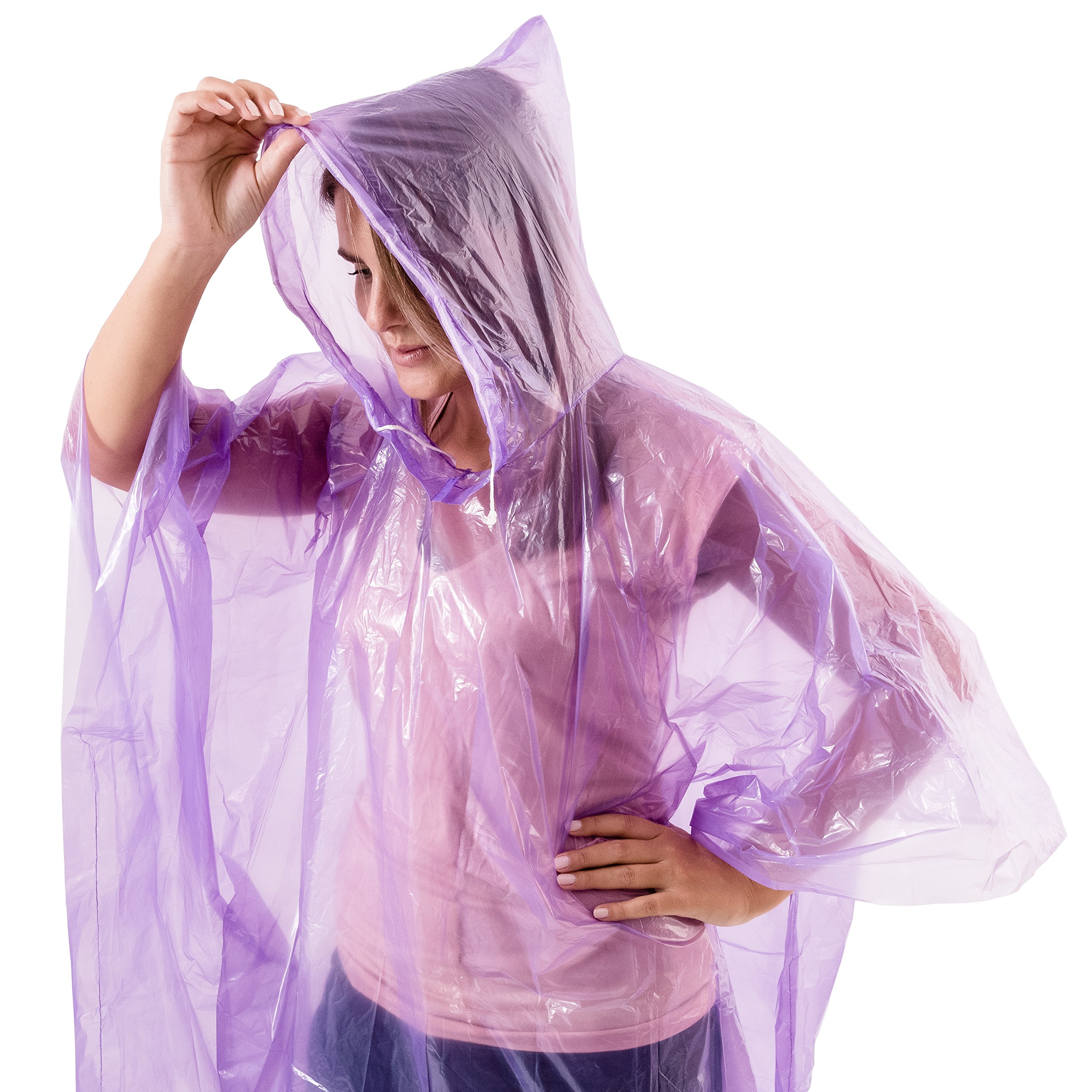 4Happi Rain Poncho with Drawstring Hood, 12 Pack for Emergency. Thicker Material ExerciseN