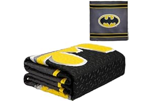 NANQUAN JPI DC Comics Batman Emblem Reversible Twin Quilt Bedspread (Batman Emblem Bedspread Queen 86'' X 86'')