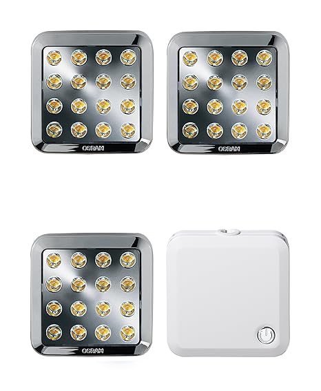 OSRAM QOD LED-Unterbauleuchte Set / 3 x 3,5 Watt / energieeffizientes LED Panel mit Trafo / 7 cm, warmweiß, 3000K - chrom
