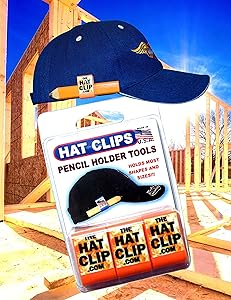 Original HAT CLIP PENCIL HOLDER Tool (3 pack ORANGE) attaches to hats caps or visors to hold pen or pencil for construction golf hobbyist wood worker coaches home improvement great gift idea