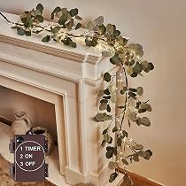 Amazon.com: LITBLOOM Lighted Eucalyptus Garland Battery Operated ...