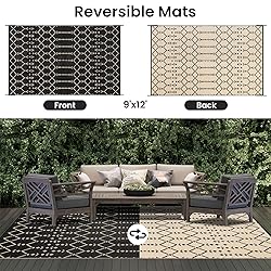 Smiry Outdoor Rug 9x12 ft, Waterproof Reversible