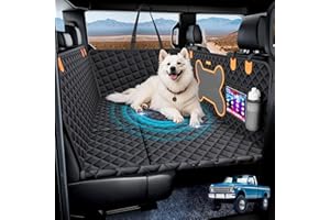 Geotick Truck Dog Seat Cover for Back Seat, Hard Bottom Dog Hammock Support to 450 lbs, Waterproof & Scratch-Proof Pet Bed Extender for Full Size Crew Cab Truck SUVs F150/RAM1500/Silverado, Black